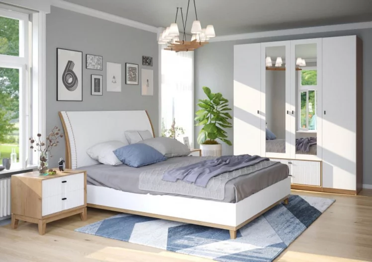 Кровать двуспальная 1600 Бари ЛД 698.140.000 Дуб Золотой Белый_3