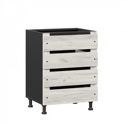 Тумба кухонная 600 с 2 ящиками ЛЮКС (4) Винченца ЛД 234.900.000.063 Тип 2 Черный Дуб Крафт белый_0