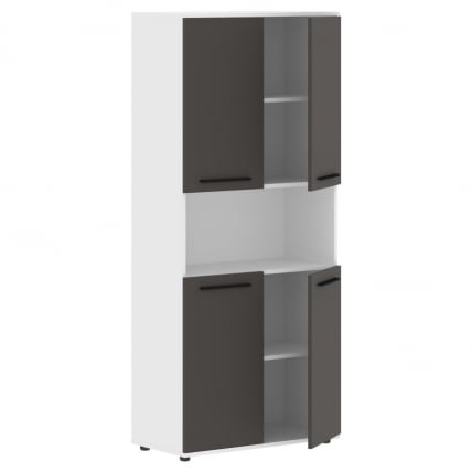 Шкаф с двумя комплектами глухих малых дверей ЕДИС ЕХCС 85.4 Мокко Черный Белый / EDIS EHCS_1