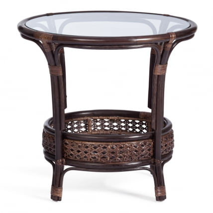 Комплект PELANGI 02/15 ( стол со стеклом + 4 кресла ) [с подушками] ротанг, кресло 65х65х77см, стол диаметр 64х61см, walnut (грецкий орех)_1