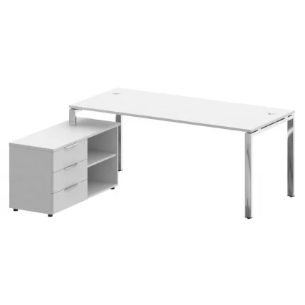 Стол рабочий руководителя с опорной тумбой левый METAL SYSTEM DIRECT БГ.СРТ-5.8 Л Белый_0