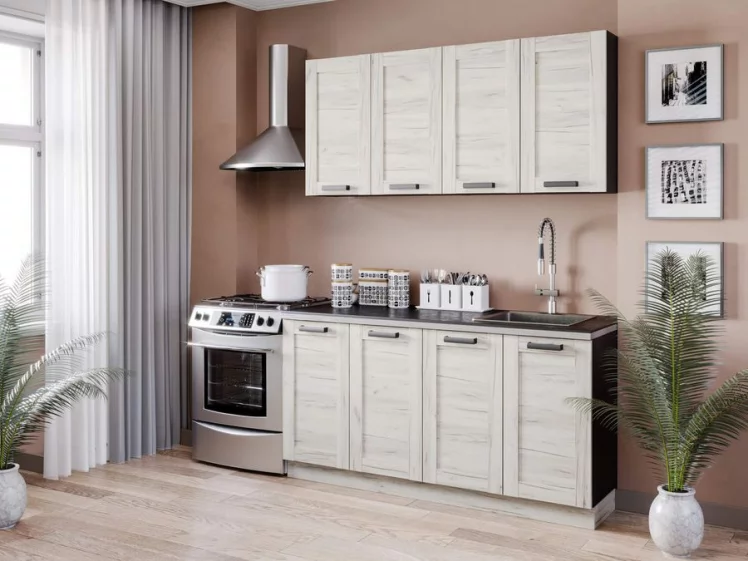 Тумба кухонная 800 с 2 ящиками ЛЮКС (4) Винченца ЛД 234.920.000.065 Тип 2 Черный Дуб Крафт белый_2