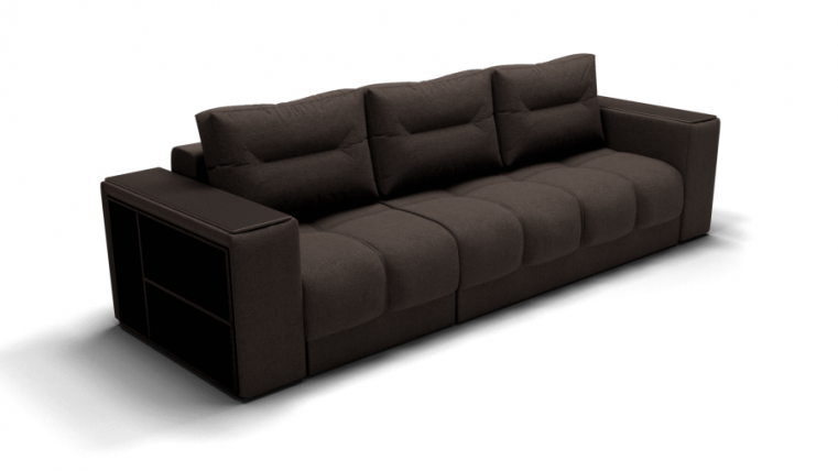 Диван Барон- 2 трансформер угловой (ЗР) Цвет фасада: Коричневый; Тип: Левый; Материал фасада: Металл/Велюр_0