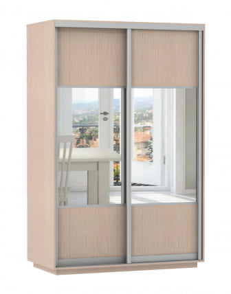 Шкаф-купе двухдверный Экспресс Дуо Комби 1400х2200h Дуб молочный_0