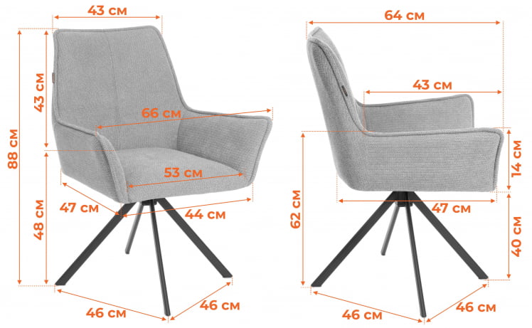 Кресло Murano/Мурано опора 360, велюр/букле (HYP)/Экокожа, светло-серый/графит_16