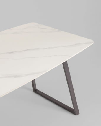 Стол обеденный Vermont 140*80 см керамика белая ножки серые_4