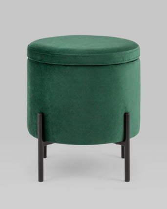 Пуф Грейс с ящиком велюр Зеленый_2