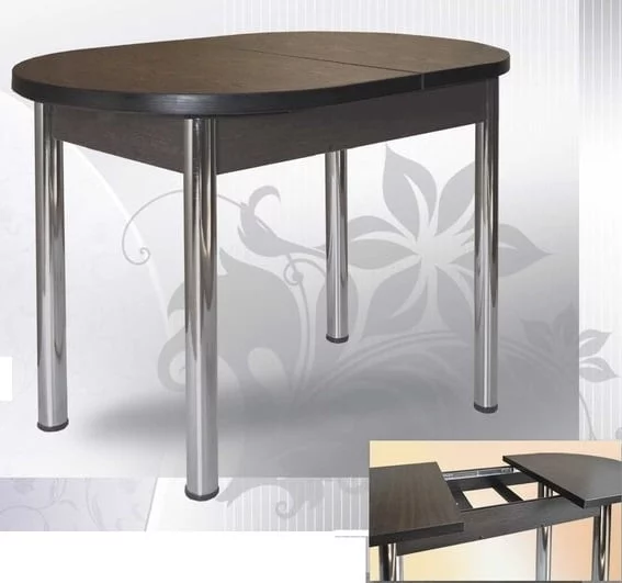 Стол обеденный Универсальный 32мм ХРОМ мет.напр. 3 кат.108 8514 круги ЛДСП венге_1