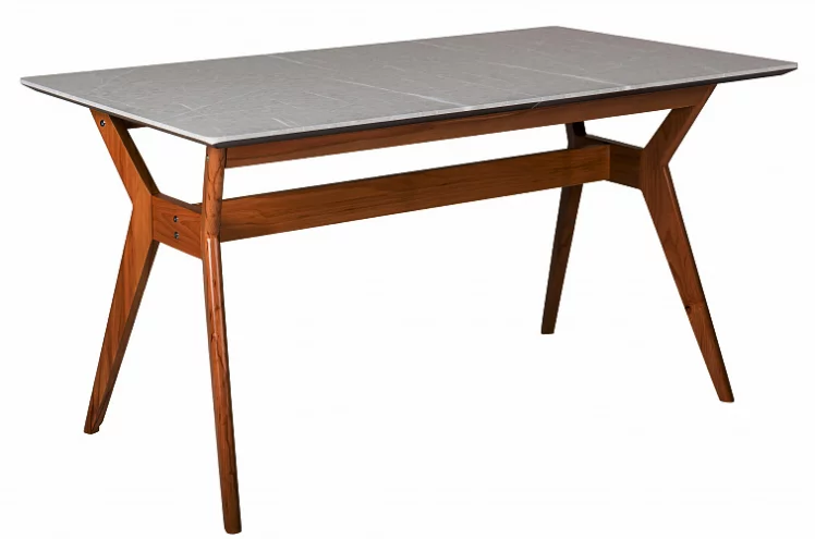 Стол раскладной Нарвик 120-160 ОРЕХ-Мрамор Бьянко_0