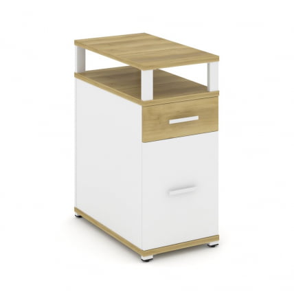 Тумба опорная/приставная с ящиком, распашным фасадом и надставкой CONCEPT CN.TGO-006 B/W Дуб Винченцо Белый бриллиант Белый_0