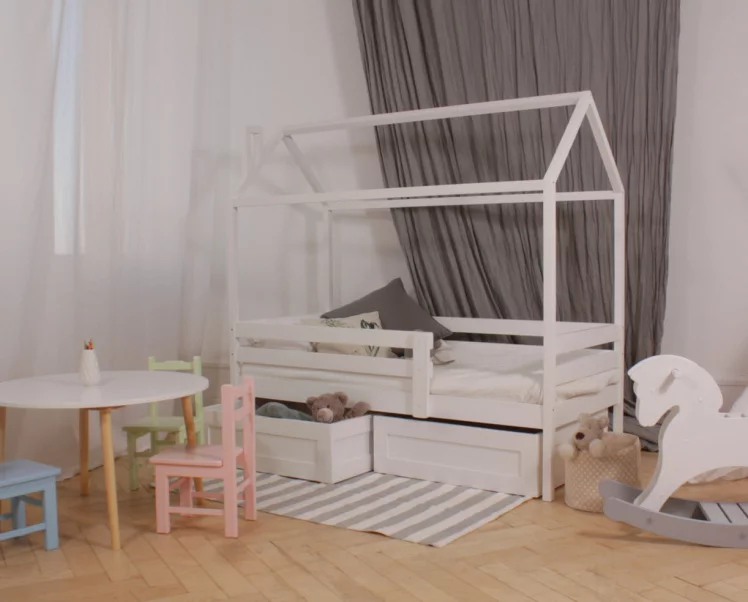 Кровать-домик RooRoom кд-3 с ящиками Белый_0