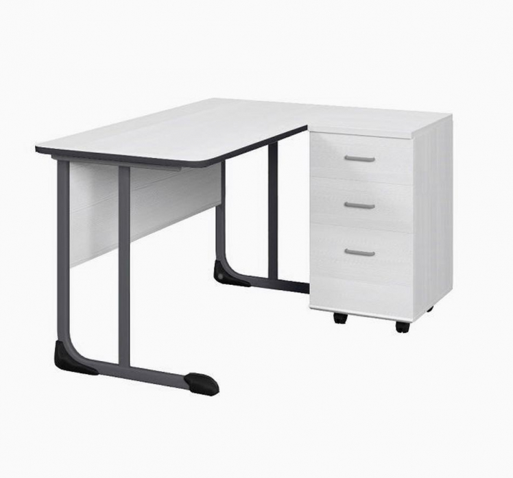 Стол учителя с тумбой 1350х650 с антивандальной полиуретановой кромкой Серый/Серый_0