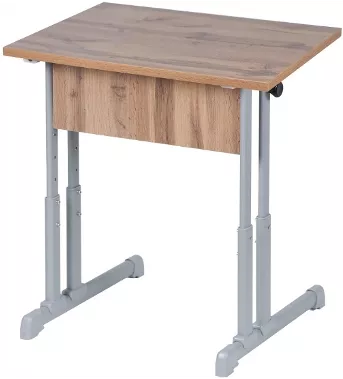 Парта одноместная прямые углы (рост 3-7) Ясень Шимо светлый/Металл Серый_0