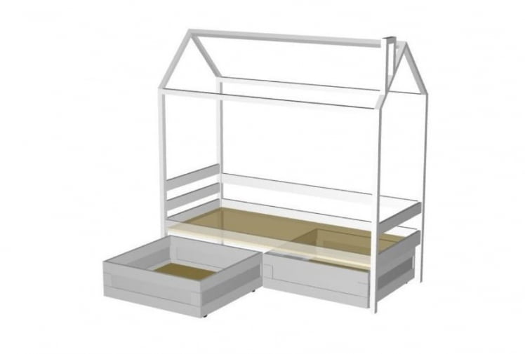 Кровать-домик RooRoom кд-1Р с ящиками Розовая_1