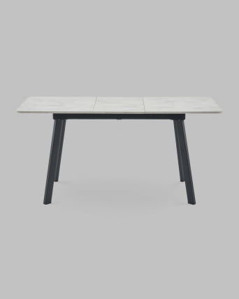 Стол Бату нев 120-160/80/76, столешница ЛМДФ, ароза светлая, подстолье металл черный / Batu new_3