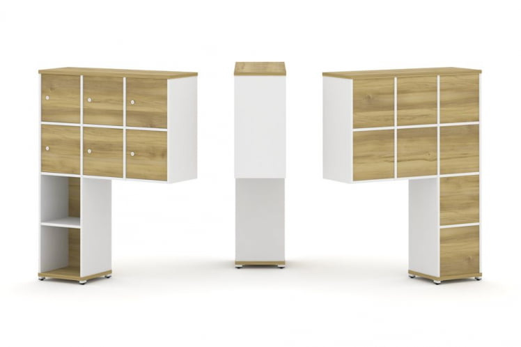 Надставка на стол высокая односторонняя + задняя стенка (8 шт.) + распашной фасад (6 шт.) CONCEPT CN.ONV-008 Дуб Винченцо Белый бриллиант Белый металл_0