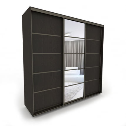 Шкаф-купе 3-х дверный Акцент-Квадро Д 2400х600 Венге/Бронза_0