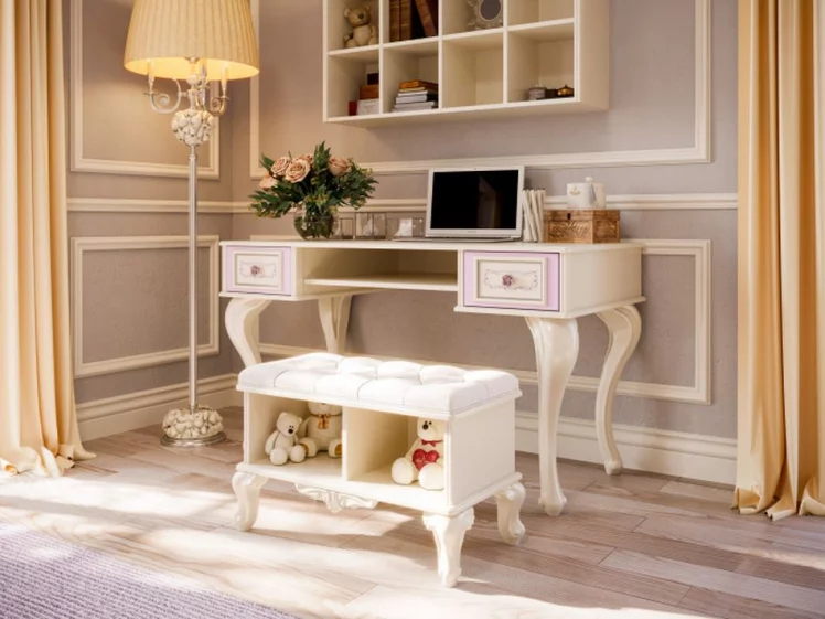 Стол письменный с банкеткой Маркиза 02 Алебастр Шампань_4