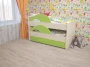 Кровать выкатная двухъярусная РАДУГА Без ящика Дуб млечный / Зелёный_80770