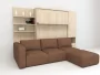 Шкаф-диван-кровать Смарт 1 правый с полкой и пуфом 1400 Венге_218101